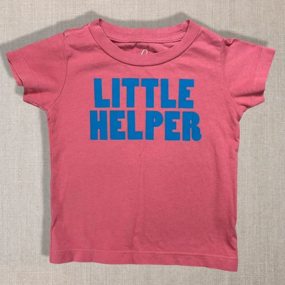 PEEK Baby 3-6M Little Helper Graphic Tee Pink Blue 100% Pima Cotton